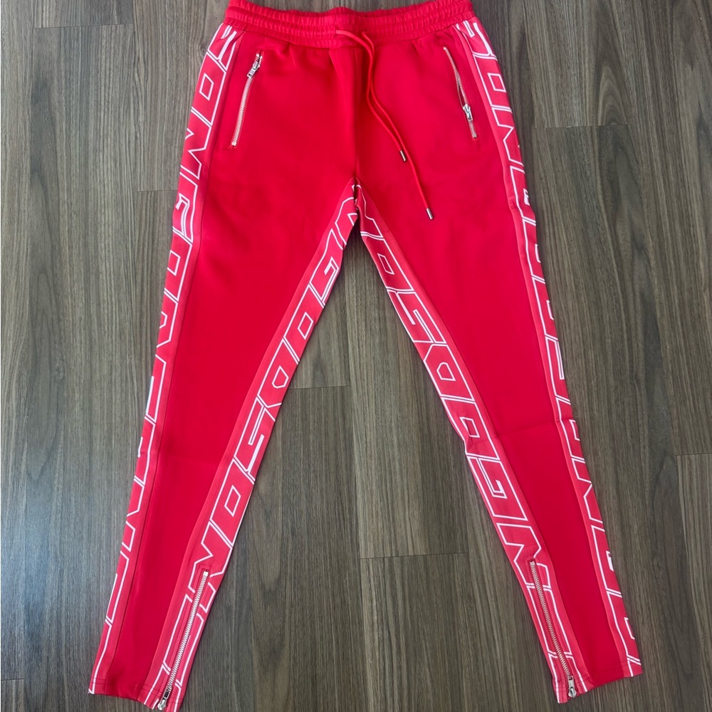 Red Mens Jogger Track Pants